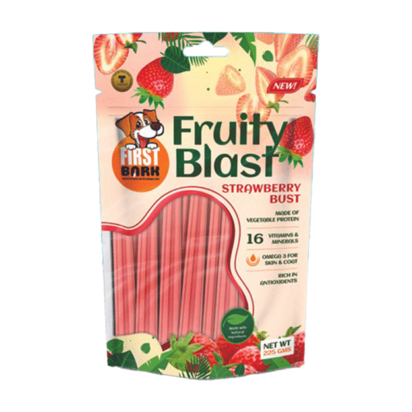 First Bark Fruity Blast Strawberry Bust Dog Treats - 3x225g