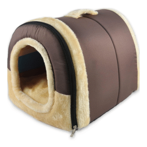 Fluffy's Pawsome Igloo 2 in 1 Foldable Ultra Soft Pet House Bed for Dogs and Cats (Brown) - L