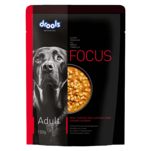 Drools Focus Real Chicken & Chicken Liver Chunks in Gravy Adult Dog Wet Food (150g) - 150g