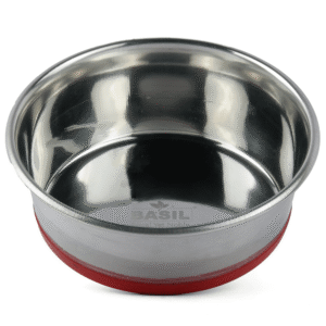 Basil Heavy Dish with Silicon Bowl for Dogs (Maroon) - 950mL