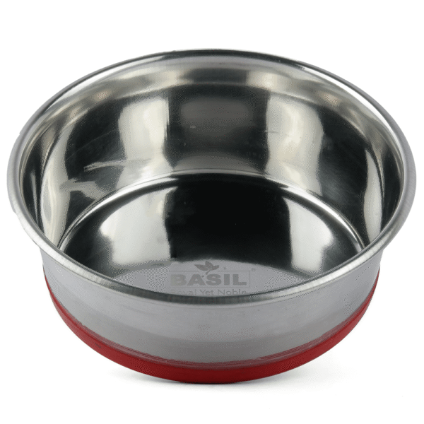 Basil Heavy Dish with Silicon Bowl for Dogs (Maroon) - 950mL