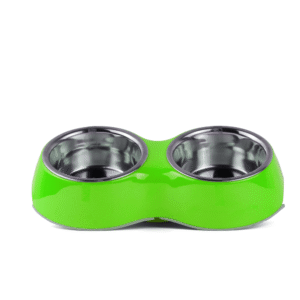 Basil Double Melamine Bowl Dinner Set for Dogs and Cats (Green) - 2x200mL