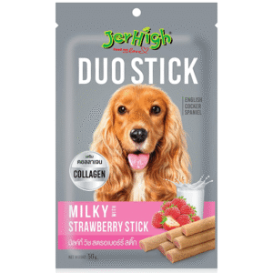 JerHigh Milky With Strawberry Duo Stick Dog Treat - 3x50g