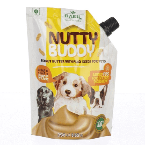 Basil Nutty Buddy Peanut Butter with Flax Seeds For Dogs - 3x250g