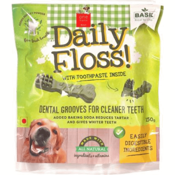 Basil Daily Floss with Toothpaste Stuffing Dog Treats - 2x150g
