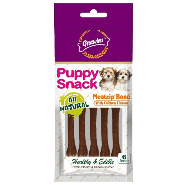 Gnawlers Puppy Snack Meatzip Bone Chicken Flavoured Dog Treats - 40g(6pcs)
