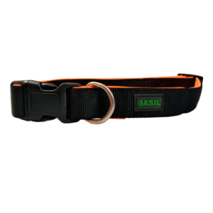 Basil Nylon Padded Collar for Dogs (Black/Orange) - L:16 -24in Neck