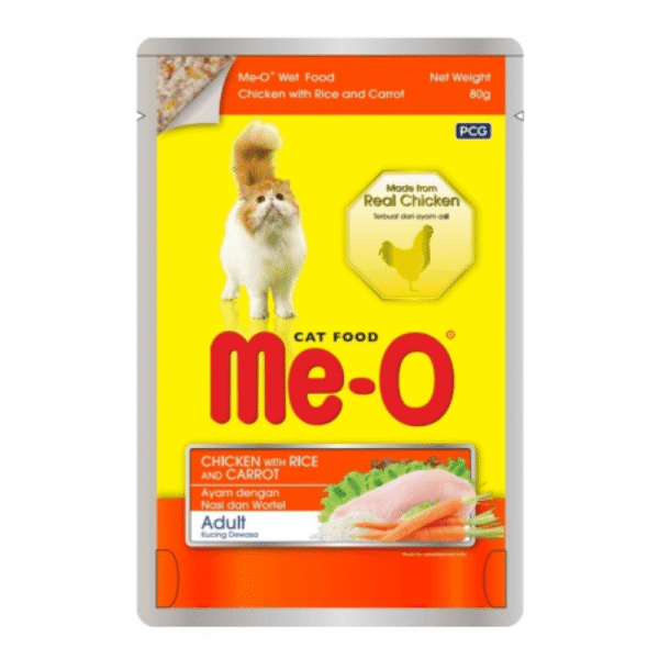 Me O Chicken with Rice & Carrot Adult Cat Wet Food - 48x80g