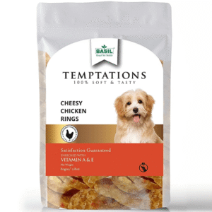 Basil Temptations Cheesy Chicken Rings Dog Treat - 2x80g