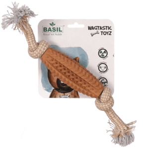Basil Jute Rope with Spike TPR Chew Toy for Dogs | For Medium Chewers - 27cm