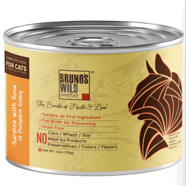 Bruno's Wild Essentials Sardine with Tuna in Pumpkin Cat Wet Food - 12x170g