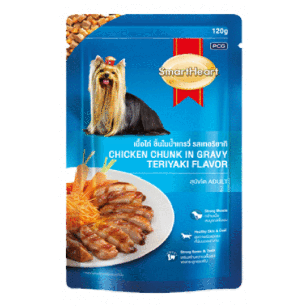 SmartHeart Chicken Chunk in Gravy Teriyaki Flavor Dog Wet Food - 24x80g