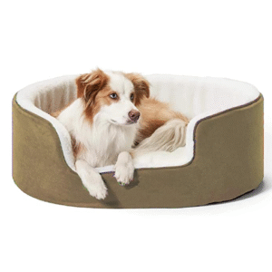 Fluffy's Petslover Warm Fleece Winter Round Shape Reversible Ultra Soft Bed with Cushion Pillow for Dogs and Cats (Biege) - M