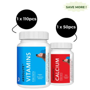 Drools Absolute Vitamin and Absolute Calcium Dog Supplement Tablets Combo - 110pcs+50pcs