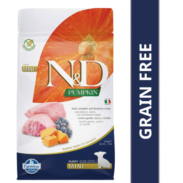 Farmina N&D Pumpkin Lamb & Blueberry Grain Free Puppy Mini Dog Dry Food (800g) Special Offer - 800g
