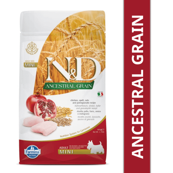 Farmina N&D Ancestral Grain Chicken & Pomegranate Adult Mini Dog Dry Food - 2.5kg