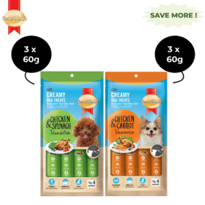 SmartHeart Chicken & Spinach and Chicken & Carrot Dog Creamy Treat Combo - 6x60g (24pcs)