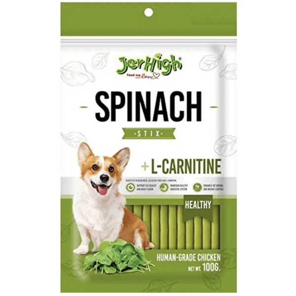 JerHigh Spinach Stix Dog Treats - 6x100g