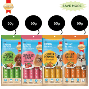 SmartHeart Chicken & Carrot, Chicken & Pumpkin, Chicken & Spinach and Chicken & Strawberry Dog Creamy Treat Combo - 4x60g (16pcs)