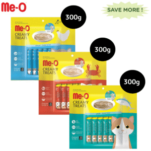 Me O Creamy Chicken & Liver, Crab, Bonito Cat Treat Combo - 3x300g (60pcs)