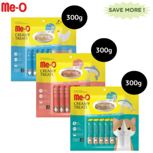 Me O Creamy Chicken & Liver, Salmon and Bonito Cat Treat Combo - 3x300 (60pcs)