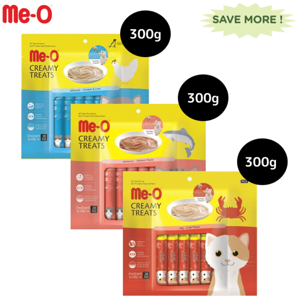 Me O Creamy Chicken & Liver, Crab and Salmon Cat Treat Combo - 3x60g (12pcs)