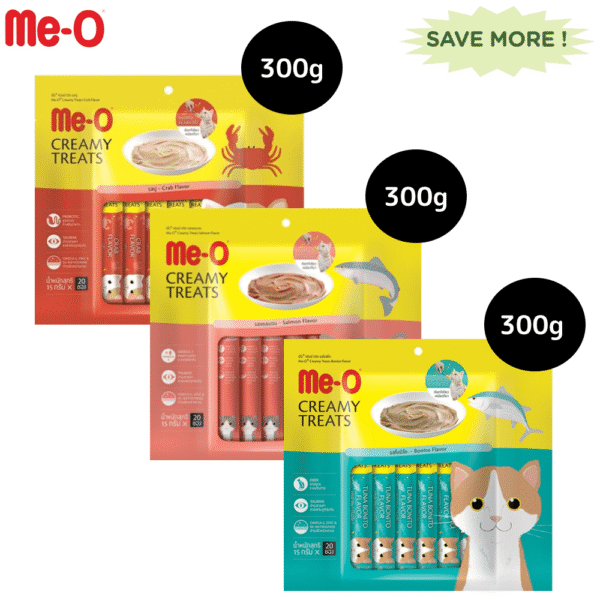 Me O Creamy Crab, Salmon and Bonito Cat Treat Combo - 3x300 (60pcs)