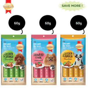 SmartHeart Chicken & Pumpkin, Chicken & Spinach and Chicken & Strawberry Dog Creamy Treat Combo - 3x60g (12pcs)