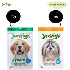 JerHigh Chicken Carrot and Chicken Spinach Dog Treats Combo - 70g+70g