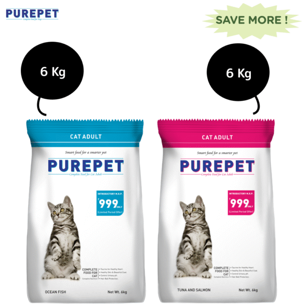 Purepet Ocean Fish and Tuna and Salmon Adult Cat Dry Food Combo - 2.8kg+2.8kg