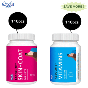 Drools Absolute Vitamin And Skin & Coat Supplement Tablets for Dogs Combo - 110pcs + 110pcs