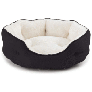 Fluffy's Pawsome Round Washable Bed for Dogs and Cats (Black) - L