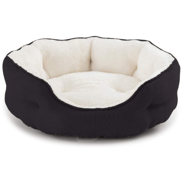 Fluffy's Pawsome Round Washable Bed for Dogs and Cats (Black) - L