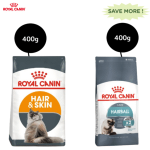 Royal Canin Hair & Skin Care and Hairball Care Adult Cat Dry Food Combo - 400g+400g