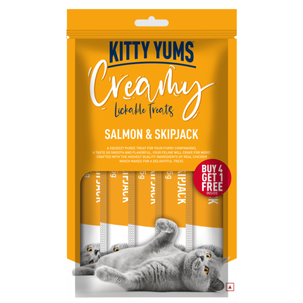 Kitty Yums Salmon & Skipjack Creamy Cat Treats - 5x15g