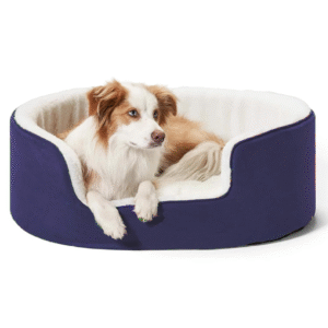 Fluffy's Petslover Warm Fleece Winter Round Shape Reversible Ultra Soft Bed with Cushion Pillow for Dogs and Cats (Navy Blue) - L