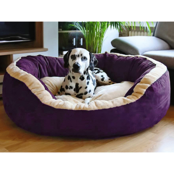 Fluffy's Luxurious Polyester Filled Soft Dual Colour Bed for Dogs and Cats (Purple) - XL