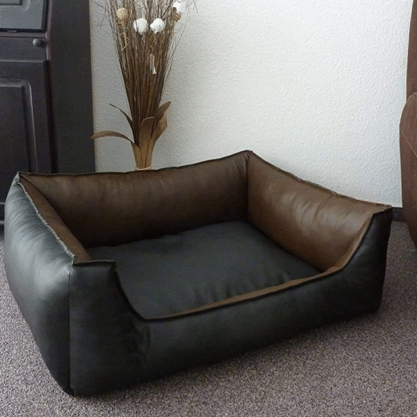 Fluffy's Pawsome Artificial Leather Sofa Bed for Dogs and Cats (Brown & Black) - L