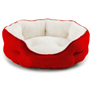 Fluffy's Pawsome Round Washable Bed for Dogs and Cats (Red) - L