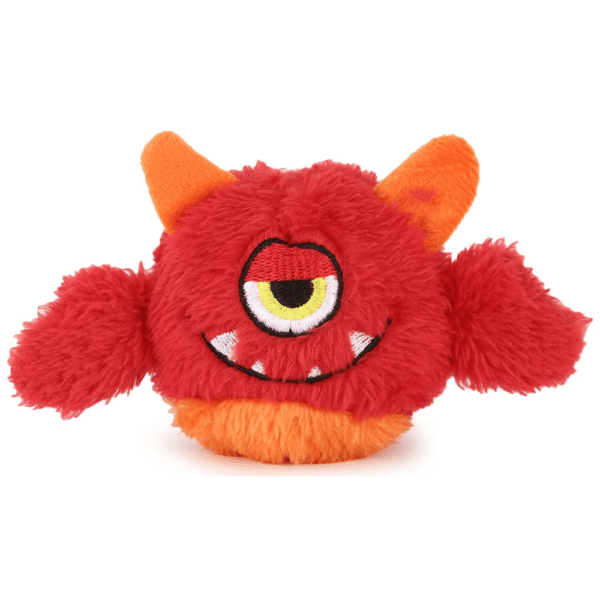 Basil Plush Monster Ball Toy with Squeaky Ball Inside for Dogs and Cats | For Medium Chewers (Red) - 7cm
