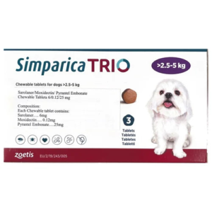 Zoetis Simparica Trio Tick and Flea Control Tablet for Dogs (1 tablet) - 10  - 20 kg (1 Tablet)