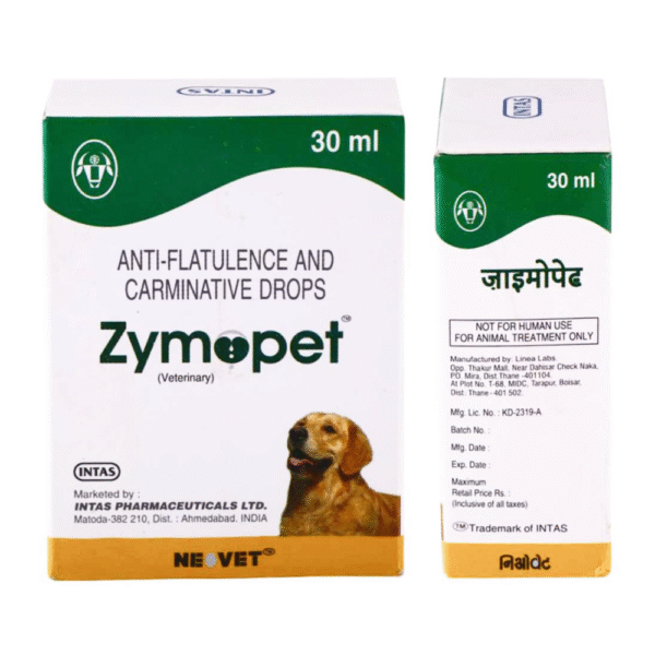 Intas Zymopet Syrup (Antiflatulence & Carminative Drops) for Dogs & Cats (30ml) - 30mL