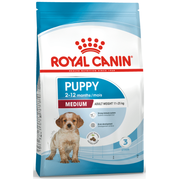 Royal Canin Medium Puppy Dog Dry Food - 4kg(Dry)+10x140g(Wet)