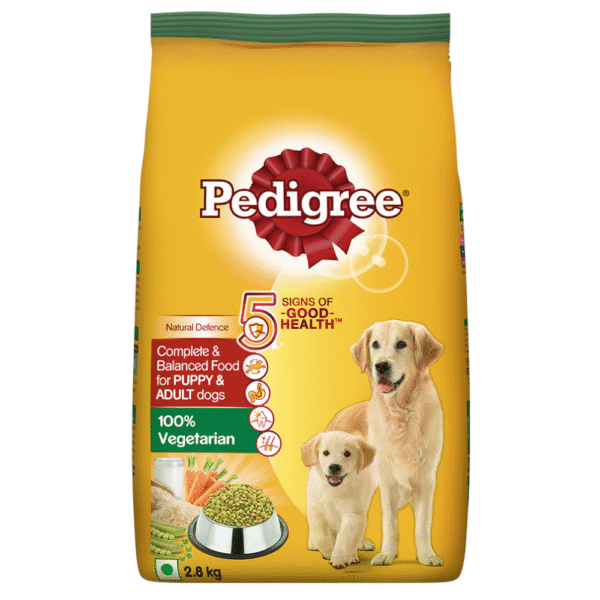 Pedigree 100% Vegetarian Dry Dog Food for Puppy and Adult Dogs - 2.8kg