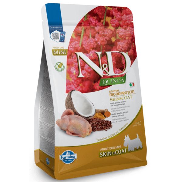 Farmina N&D Quinoa Quail Coconut & Turmeric Skin & Coat Adult Mini Dog Dry Food (Limited Shelf Life) - 2.5kg