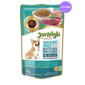 JerHigh Chicken with Roasted Duck in Jelly Wet Dog Food - 12x130g