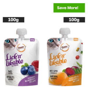 Gnawlers Yogurt Blueberry and Egg Yolk & Vegetable Lick n Likable Cat Treats Combo - 100g+100g