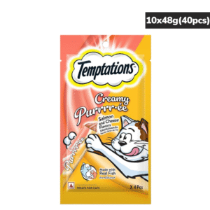 Temptations Creamy Purrrr ee Salmon & Cheese Cat Treats - 10x48g(40pcs)