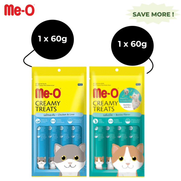 Me O Creamy Chicken & Liver and Creamy Bonito Cat Treat Combo - 2x300g (40pcs)