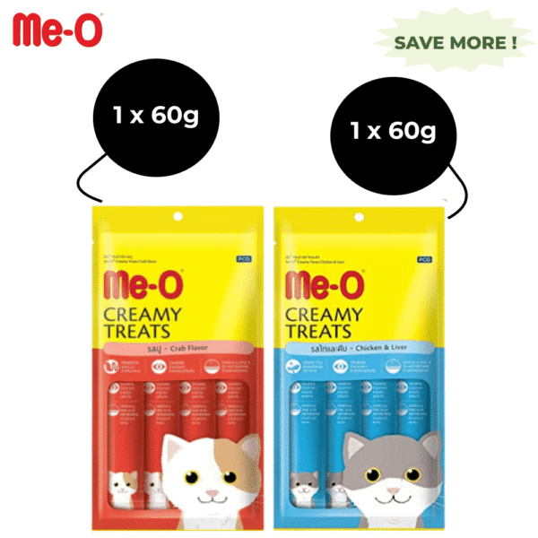 Me O Creamy Crab and Chicken & Liver Cat Treat Combo - 2x300g (40pcs)